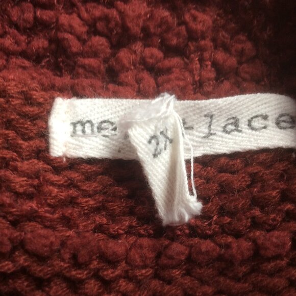 Mesh + Lace Burnt Sienna Boho Textured Chunky Knit Open Front Cardigan Size 2X - Picture 4 of 6